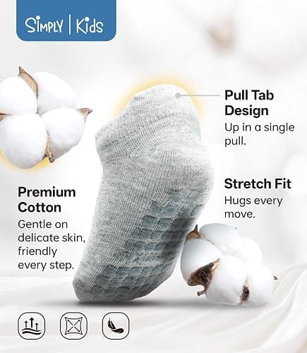 Simply Kids Baby Non-Slip Ankle Socks – Superior Grip, Soft Cotton, for Active Toddler Girls & Boys (Ages 0-7) thumbnail 6