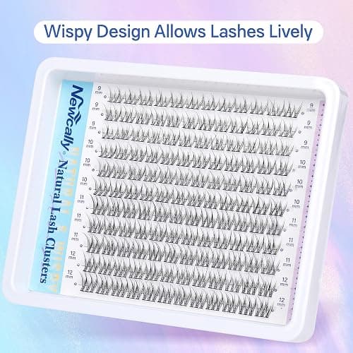 Natural Lash Clusters Kit DIY Lash Extension Kit Wispy Eyelash Extension Kit C-curly Individual Lashes Kit 9-12MM Short Eyelash Clusters with Lash Remover by Newcally thumbnail 3