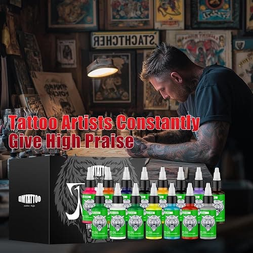 15 Colors Tattoo Ink Set,1oz (30ml) Tattoo Ink Colors Set for Shading&Outlining,Professionals Tattoo Pigments for Tattoo Body Art thumbnail 5