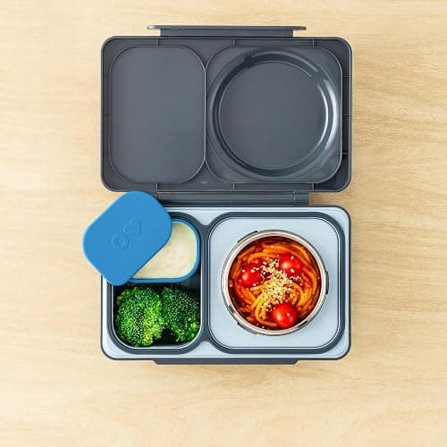 OmieBox UP (2 pack) Leakproof Dips Containers To Go, Salad Dressing Container, Condiment Container with Lids - Food Safe Silicone - 4.5 ounces (Blue/Orange) thumbnail 2