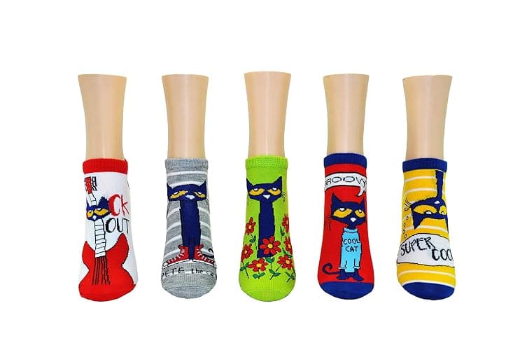 Pete the Cat Socks (Adult) (5 Pair) - (Women) Low Cut Socks - Fits Shoe Size: 4-10 (Ladies) thumbnail 2