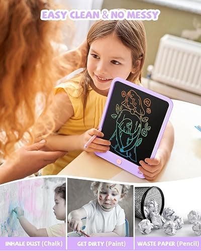 LCD Writing Tablet 10 Inch, Toys for 3 4 5 6 7 8 9 10 Year Old Boys Girls, Colorful Doodle Board Drawing Tablet, Gift for Boys Toddlers Age 3-12 Years, Memo Board, Drawing Pads with Lanyard(Purple) thumbnail 6