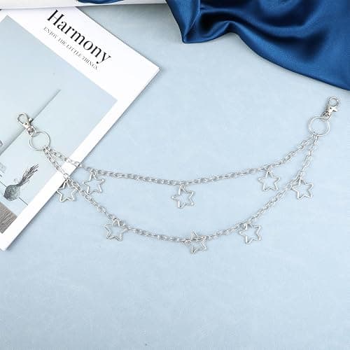 Jean Chain Star Punk Wallet Chain with Lobster Clasps Cool Trousers Pants Chains Belt Key Chains Adults Hip Hop Pocket Chains Rock Gothic Y2k Accessories for Men Women thumbnail 7