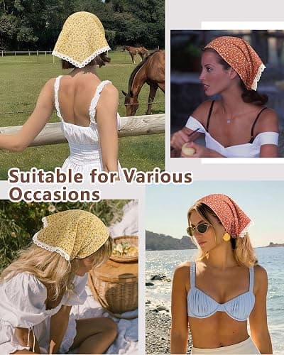 Bandana Headband Chiffon Scarf Headbands - Hair Bandana Floral Elastic Hair Kerchief Print Hair Scarves Kerchief for Women thumbnail 6