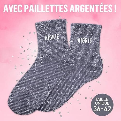 MASSA Chaussettes Paillettes - Taille Unique - Parfaite, Unique, Wesh, Tana, Princesse, Pipelette, Raleuse, Gourmande, Aigrie, Mamounette - Chaussettes à Paillettes thumbnail 2