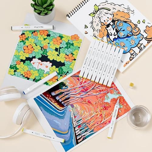 MemOffice 80 Colors Dual Tip Artist Alcohol Markers Set with Carrying Case - Perfect for Coloring, Drawing, Sketching, Card Making and Illustration - Perfect for Adults and Kids thumbnail 2