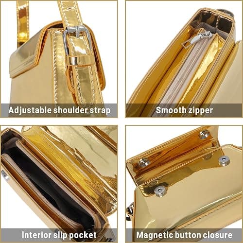 Women Small Shoulder Bag Cute Hobo Tote Handbag Evening Clutch Bag Y2k Sparkly Silver Purse for Party Prom Wedding thumbnail 5