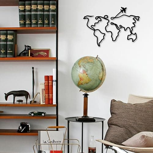 Xedatric World Map Wall Decor – Minimalist Metal Art for Travel Lovers – Perfect Travel Wall Art and Home Décor Accent thumbnail 4