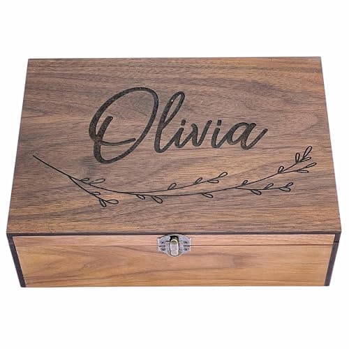 Wooden Keepsake Memory Decorative Box - Personalized Christmas Gift for Wedding, Men, Mens, Kids for Keep Memories for Him Her Boyfriend Girlfriend Brother Sister Best friends Couple, Bride, Groom - Image 1