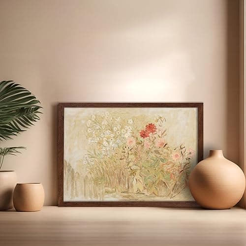 Poster Master Vintage Botanical Poster - Retro Floral Print - Gift for Artist, Florist - Country Flower Garden, Beautiful, Pastel Color, Aesthetic - Wall Decor for Bedroom, 16x20 Brown Framed thumbnail 5