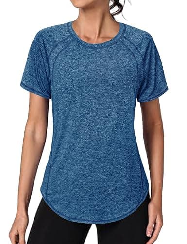 Gyabnw Women's Gym Shirts Short Sleeve Yoga Tops Workout Lightweight Quick Dry Back Mesh Loose Fit Sports Tops for Ladies thumbnail 3