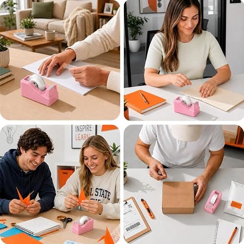 JEFURE Lightweight Desktop Tape Dispenser, 6 Rolls Tape, 1-Inch Core | Transparent Tape Holder with Stable Non-Skid Base, 0.71 in x 1000 in Each Roll, for Office, Home & School Use thumbnail 7