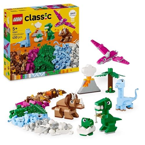 LEGO Classic Creative Dinosaurs Set, Building Toys for Kids, Assorted Bricks for Imaginative Play, Includes T. Rex, and Triceratops Dino Figures, Birthday Gift for 5 Plus Year Old Boys and Girls 11041 - Image 1