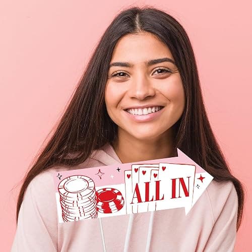 Big Dot of Happiness Funny Lucky in Love Photo Props, Las Vegas Bachelorette Party Decorations, Red & Pink Photo Booth Props Kit - 10 Piece thumbnail 2