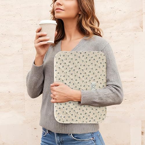 Puffy Laptop Sleeve 13-15.6 Inch Cute Quilted Laptop Protective Case Padded Floral Computer Sleeve for MacBook (A-Blue, 15 Inch) thumbnail 2