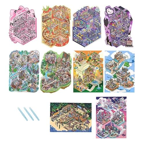 3D House Scene Stickers 10 Sets Large Size Room Sticker Book for Adults Funny Cute Miniature Scene Stickers Gifts for Family Friend thumbnail 2