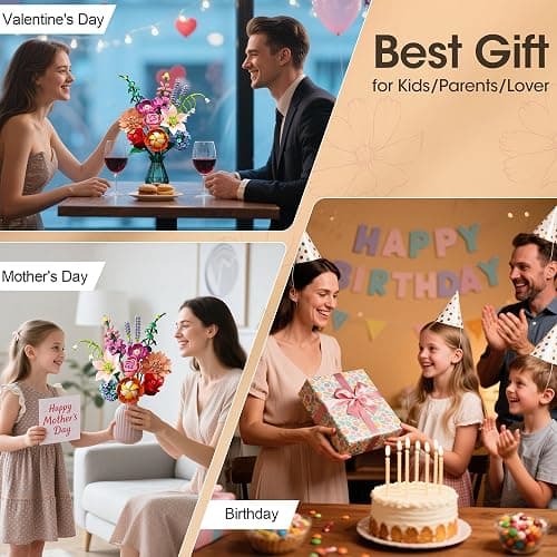 Flower Bouquet Building Set, 762Pcs Flowers Model Kit Creative STEM Toy for Home Office Decor, Valentine's Day/Birthday/Mother's Day for for Women Kids Girls thumbnail 7