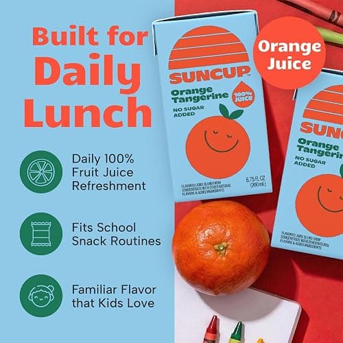 SunCup 100% Juice Boxes for Kids, Orange Tangerine, 6.75 oz, 40 Pack | Trusted in schools across 49 states. No dyes, no preservatives, just juice. Smart Snacks compliant. Bulk pack with straw. thumbnail 2