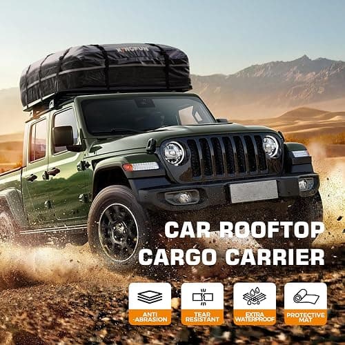 Kingfun Car Rooftop Cargo Carrier – Waterproof 20 Cubic Feet Car Roof Bag Fit All Vehicles with/Without Roof Racks, Includes Anti-Slip Mat, 8 Reinforced Straps & 6 Door Hooks, Luggage Locks（Black） thumbnail 7