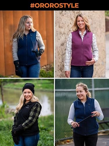 ORORO [Upgraded] Women's Heated Fleece Vest with Heated Collar and Battery, Lightweight Heating Vest Fleece thumbnail 2