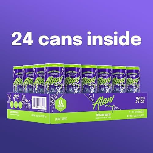 Alani Nu WITCH'S BREW Sugar Free, Low Calorie Energy Drinks, 200mg Caffeine, Antioxidants, Biotin B Vitamins, Zero Sugar, 15 Calories or Less, 12 Fl Oz Cans (24 Pack) thumbnail 6