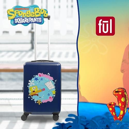 FUL Spongebob Squarepants 22.5 Inch Carry-On Luggage, Hardshell Rolling Suitcase with Spinner Wheels, Blue, Medium thumbnail 2