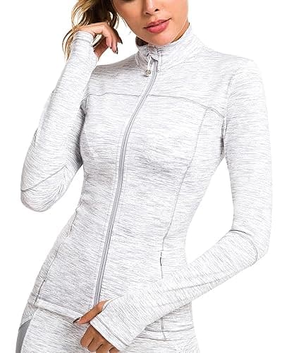 QUEENIEKE Womens Running Jackets Athletic Workout Scrub Jacket Track Full Zip Up Gym for Women Yoga Top - Image 1