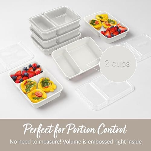 Bentgo 20-Piece Lightweight, Durable, Reusable BPA-Free 2-Compartment Containers - Microwave, Freezer, Dishwasher Safe - Whisper Gray thumbnail 7