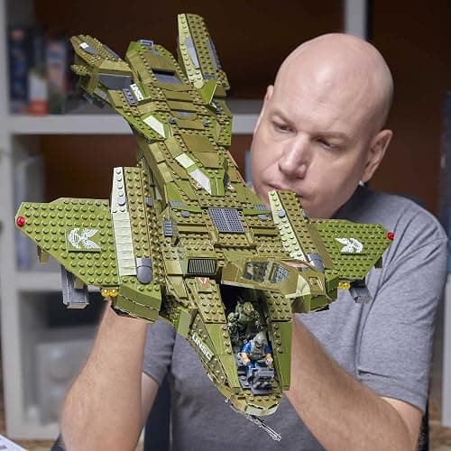 MEGA Halo Toy Building Sets, Pelican Inbound Vehicle with 2024 Pieces, 3 Micro Action Figures and Accessories, for Collectors thumbnail 2