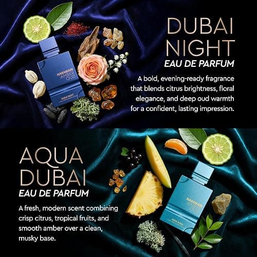 Al Haramain Amber Oud Eau de Parfum 4PC 10ML Each Mini Perfume Set for Women & Men – Cologne Gift Set, Unisex Arabian Perfume Sampler with Gold & Ruby Edition, Dubai Night and Aqua Dubai Fragrances thumbnail 3