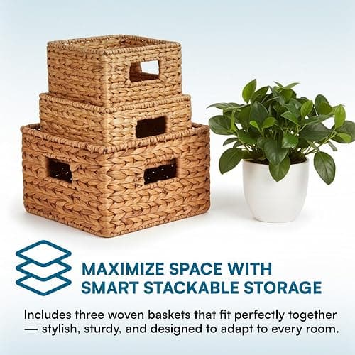 Honey-Can-Do Woven Water Hyacinth Wicker Storage Baskets, Nesting Set of 3 thumbnail 10