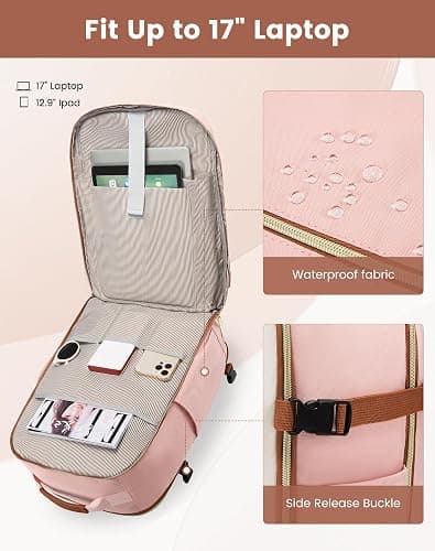 LOVEVOOK Large Travel Backpack for Women & Men, 40L Carry on Backpack for Airplanes, TSA Personal Item Travel Bag fits 17" Laptop, Waterproof Travel Essentials Airline Approved with 3 Packing Cubes thumbnail 8