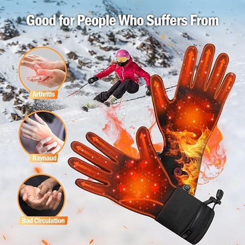Heated Gloves for Men Women Rechargeable Waterproof Electric Motorcycle Gloves for SKI Snowboard Camping Hiking Camping thumbnail 5