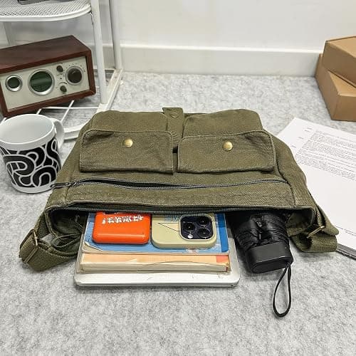 AFGWK School Vintage Canvas Messenger Bag for Men Crossbody Shoulder Bag Satchel Handbags thumbnail 6
