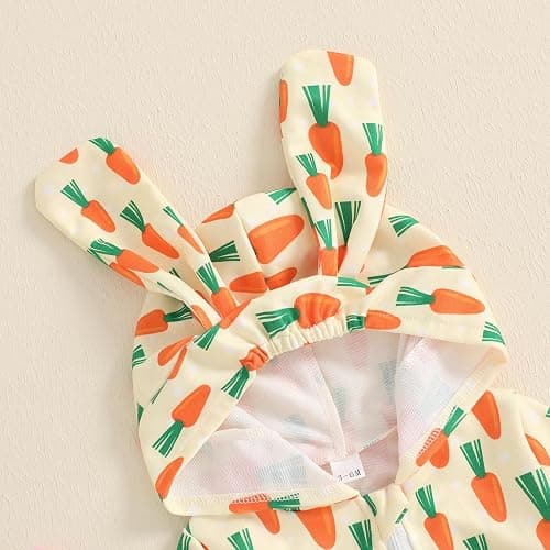 LAGKIYOJ Newborn Baby Boy Easter Outfit Bunny Ear Hooded Long Sleeve Romper Jumpsuit Baby Girl Boy Spring Clothes thumbnail 4