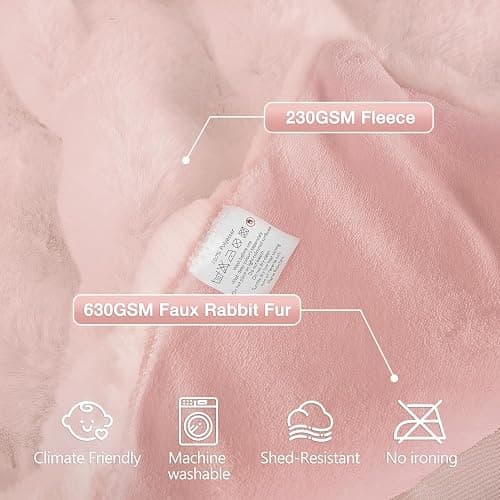 ORINOVA Pink Fluffy Double Sided Blanket for Couch Living Room Faux Fur 50x60 Fuzzy Throw No Shed Blanket for Bed Soft Furry Bed Cozy Comforter Home Decor Gifts 860 GSM thumbnail 5