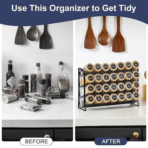 AOZITA Spice Rack Organizer for Cabinet, 28 Empty Spice Jars with Bamboo lids, Funnel, Spice Labels, Seasoning Organizer for Countertop, Cabinet, Kitchen, Pantry, Cupboard thumbnail 6
