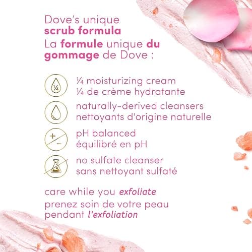 Dove pH Balanced Body Scrub, with Naturally-Derived and Sulfate-Free Cleansers, Himalayan Salt & Rose Oil, 425 g thumbnail 5