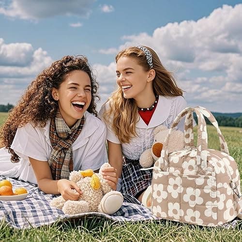 LEDAOU Quilted Insulated Lunch Bag for Women, 9L Puffy Lunch Tote with Adjustable Shoulder Strap, Reusable Water-Resistant Lunch Box for Work, School, Picnic & Travel thumbnail 9