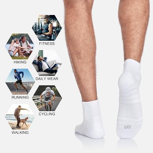 Lapulas Athletic Quarter Socks for Men Women, Cotton Mesh, Cushioned Arch Support, Non-Slip Running Ankle Design, 6 Pack thumbnail 6