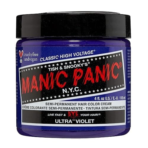 MANIC PANIC Classic Ultra Violet Semi Permanent Hair Color - Blue-Toned Purple Hair Dye for Women & Men That Lasts 4-6 Weeks - Vegan, Ammonia & Cruelty-Free - Create & Mix Custom Shades (4oz) - Image 1