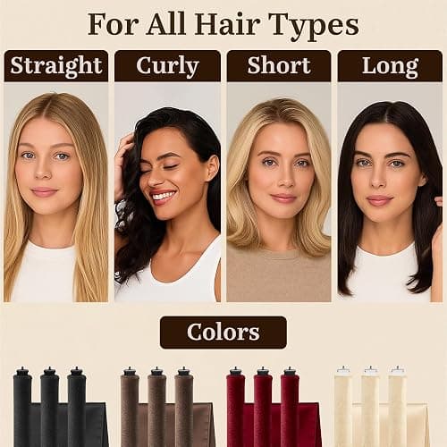 Overnight Blowout Rods | Heatless Curls Rollers Hair Curlers to Sleep In Foam Rolls Velvet Satin Long Short Curling Blow Out Look No Heat Dry Thin Thick Tools Set Soft by VISOFO (Brown, Set of 3) thumbnail 7