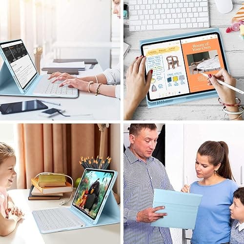 besky for iPad Air 11 Inch M4/M3/M2 (2026/2025/2024) & Air Series (6th/5th/4th Gen), for iPad Pro 11 (4th/3rd Gen)，with Wireless Detachable Backlit Keyboard for 10.9" iPad Air 5th/4th Gen - Blue thumbnail 8