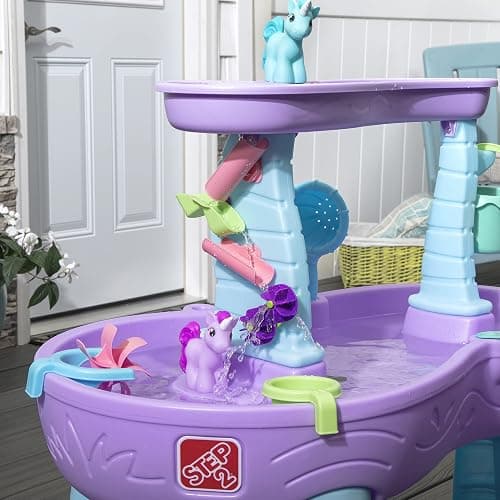 Step2 Rain Showers and Unicorns Water Table, Kids Water and Sand Activity Sensory Playset, Summer Outdoor Toys, 13 Piece Water Toy Accessories, for Toddlers 1.5+ Years Old, Blue & Purple - Rain Showers & Unicorns thumbnail 10