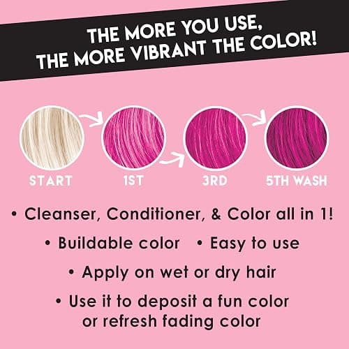 Color Lux Direct Vibes Semi-Permanent Hair Color & Color Cleansing Conditioner Bundle, Magenta, with Bond Builder Complex, Sulfate-Free, Paraben-Free, fl 8 oz + 8.25 fl oz thumbnail 6
