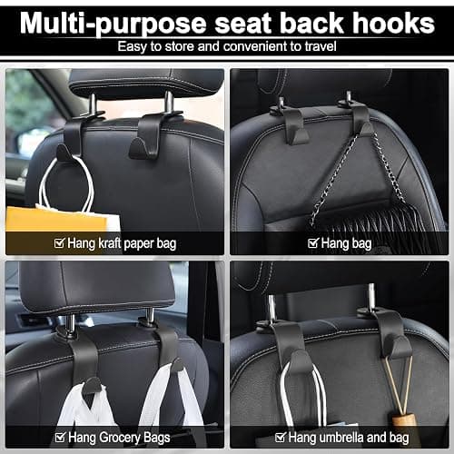LivTee Car Seat Headrest Hook, Auto Seat Hook Hangers Storage Organizer Interior Accessories for Purse Coats Umbrellas Grocery Bags Handbag, 4-Pack thumbnail 5