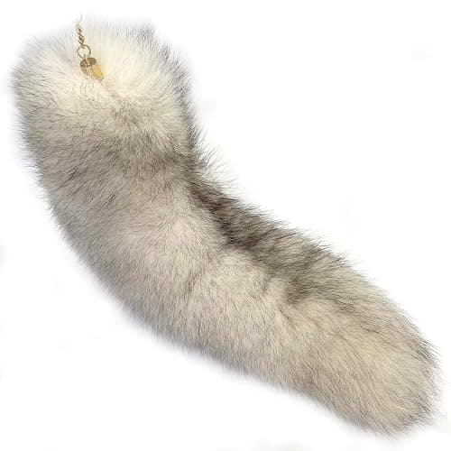 LAIDIC Therian Fox Tail Keychain Furry Tail Backpack Tassel Bag Handbag Accessory Hook Pendant Cosplay Toy Photo - Blue Fox - Image 1