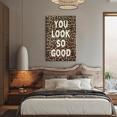 KIJDID Funky Leopard You Look So Good Canvas Wall Art Preppy Coquette Girly Y2k Aesthetic Positive Inspirational Art Poster Cheetah Print Wall Decor For Bedroom Living Room Bathroom 12x16in Unframed thumbnail 7