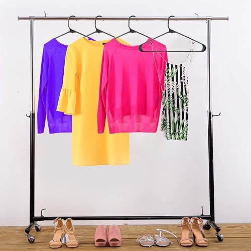 Utopia Home Plastic Hangers 50 Pack - Space Saving Clothes Hanger - Durable & Strong Closet Organizers and Storage with Built-in Strap Hooks - Essential for Shirts, Pants, Skirts & Coats (Black) thumbnail 2
