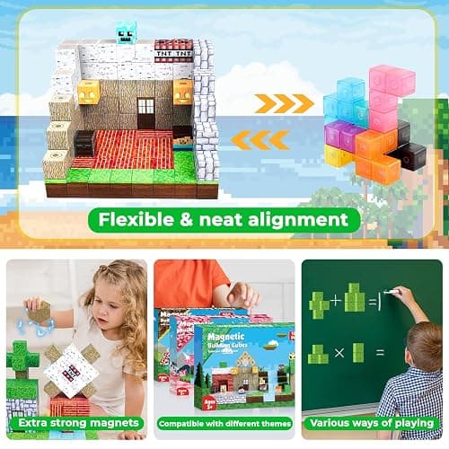ToyUnited 150PCS Magnetic Blocks - Magnetic Building Cubes Magnetic Tiles Stacking, STEM Montessori Sensory Toys for Toddlers Kids Aged 3 4 5 6 7 8 9 10 11 12 Year Old Boys Girls Gifts thumbnail 5